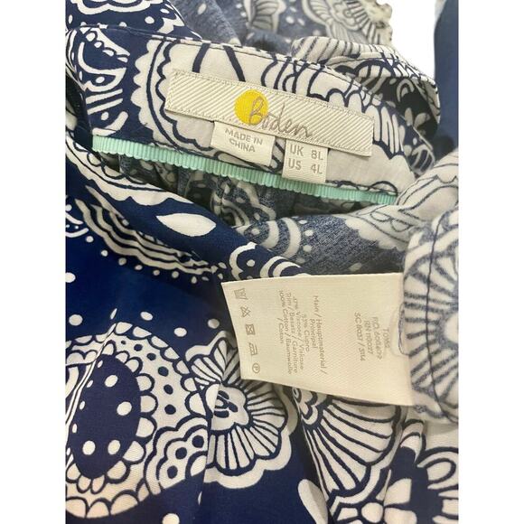 BODEN MAXI SKIRT JULLIETTE PLEATED BLUE WHITE PAISLEY SZ 4 COTTON SOPHISTICATED - Picture 8 of 16